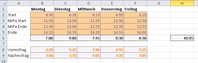Stechuhr Excel